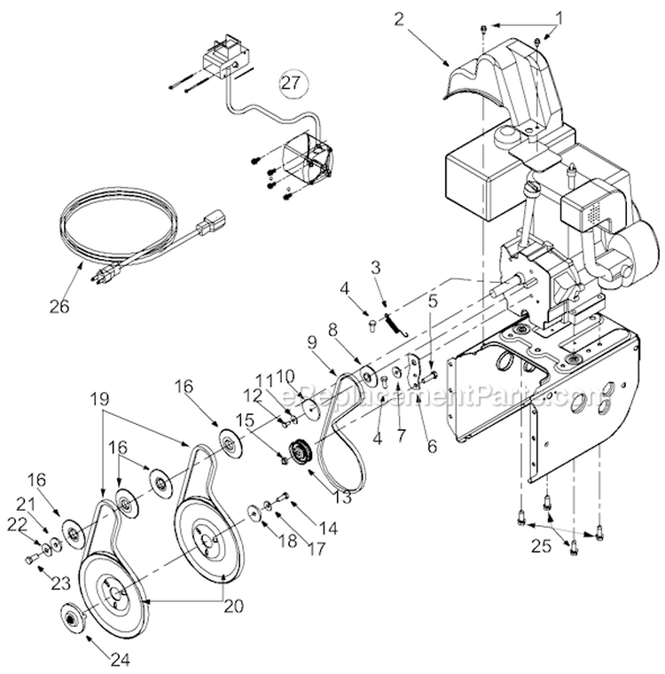 Page B Diagram and Parts List for 31AE663H401 2001 Yard Man Snow Blower